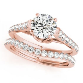 1.33 ctw Certified VS/SI Diamond 2pc Wedding Set 14k Rose Gold