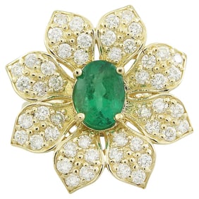 Exquisite Natural Emerald Diamond Ring In