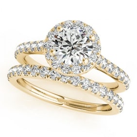 2.01 ctw Certified VS/SI Diamond 2pc Wedding Set Halo 14k Yellow Gold