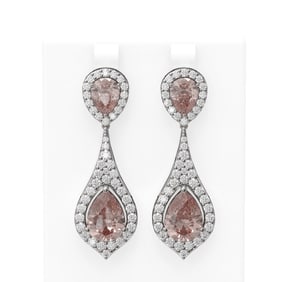 10.86 ctw Morganite & Diamond Earrings 18K White Gold