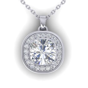 1.25 ctw Cushion VS/SI Diamond Art Deco Necklace 14k White Gold