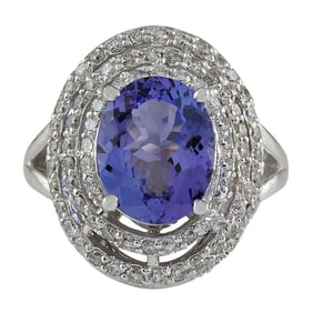 Tanzanite Diamond Ring 14K White Gold