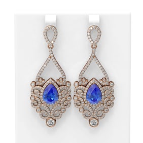 10.26 ctw Tanzanite & Diamond Earrings 18K Rose Gold