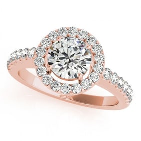 1.65 ctw Certified VS/SI Diamond Halo Ring 18k Rose Gold