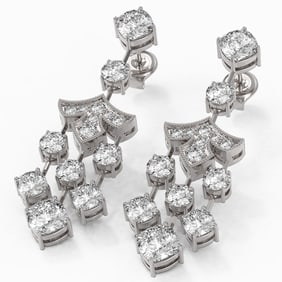 5.5 ctw Cushion Cut Diamond Designer Earrings 18K White Gold
