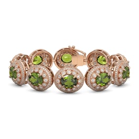 44.22 ctw Tourmaline & Diamond Victorian Bracelet 14K Rose Gold