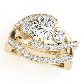 2.54 ctw Certified VS/SI Diamond Bypass 2pc Wedding Set 14k Yellow Gold