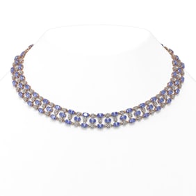 35.93 ctw Tanzanite & Diamond Necklace 10K Rose Gold