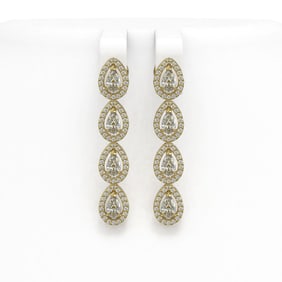 4.52 ctw Pear Cut Diamond Micro Pave Earrings 18K Yellow Gold