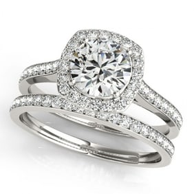 1.67 ctw Certified VS/SI Diamond 2pc Wedding Set Halo 14k White Gold