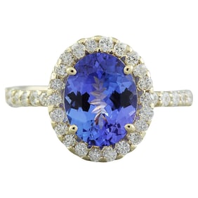 3.24 CTW Tanzanite 14K Yellow Gold Diamond Ring