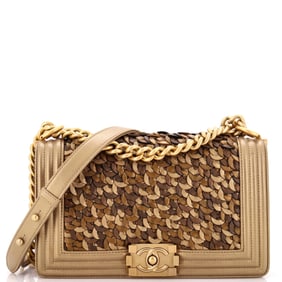 Chanel Boy Flap Bag Braided Metallic