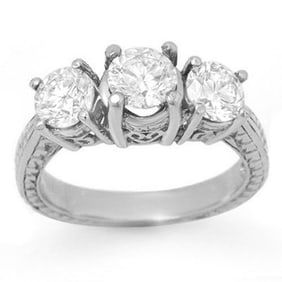 1.50 ctw Certified VS/SI Diamond 3 Stone Ring 18k White Gold