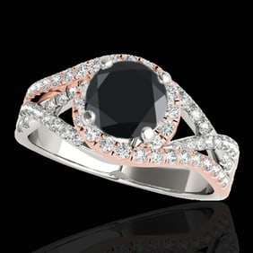 2 ctw Certified VS Black Diamond Solitaire Halo Ring 10k 2Tone Gold