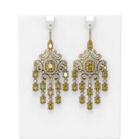 17.05 ctw Canary Citrine & Diamond Earrings 18K Yellow Gold
