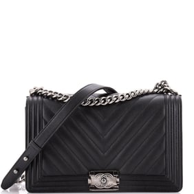 Chanel Boy Flap Bag Chevron Caviar