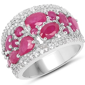 3.89 CT Genuine Ruby and White