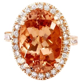 Morganite Diamond Ring 14K Rose Gold