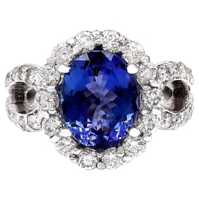 Tanzanite Diamond Ring 14K White Gold
