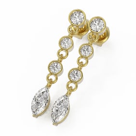 2.5 ctw Marquise Cut Diamond Earrings 18K Yellow Gold