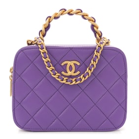 Chanel Lambskin Quilted Top Handle Small