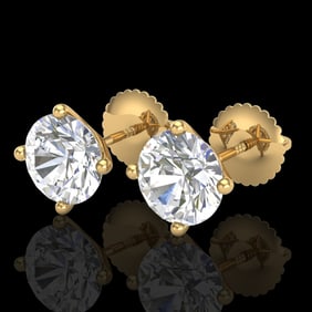 2.5 ctw VS/SI Diamond Solitaire Art Deco Stud Earrings 18k Yellow Gold