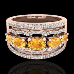 2.25 ctw Citrine & Micro Pave VS/SI Diamond Designer Ring 10k Rose Gold