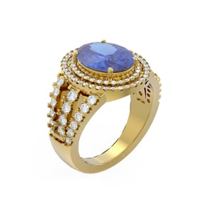 5.39 ctw Tanzanite & Diamond Ring 18K Yellow Gold