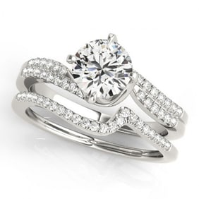 1.17 ctw Certified VS/SI Diamond Bypass 2pc Wedding Set 14k White Gold