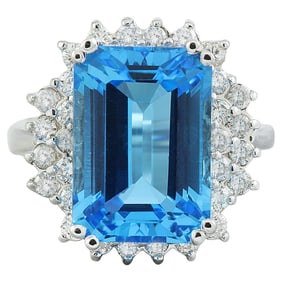 Natural Topaz Diamond Ring in 14