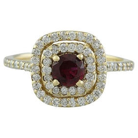 1.40 CTW Ruby 14K Yellow Gold Diamond Ring