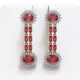 11.78 ctw Tourmaline & Diamond Earrings 14K Rose Gold