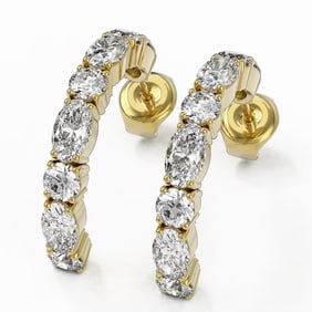 3.12 ctw Oval Cut Diamond Designer Earrings 18K Yellow Gold