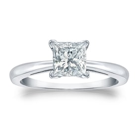 Natural 1.00 CTW Diamond Solitaire Ring 18K White Gold