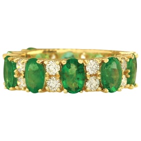 Emerald 14K Yellow Gold Diamond Ring