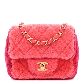 Chanel Shearling Tweed Quilted Mini Square