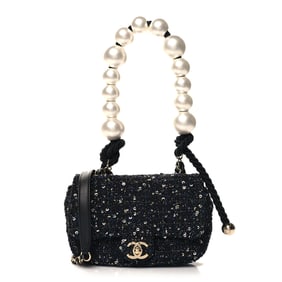 Chanel Tweed Mini Pearl Handle Flap