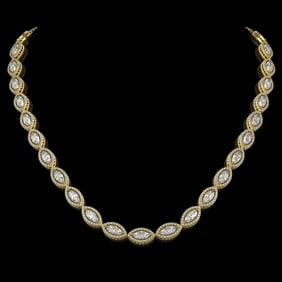 24.42 ctw Marquise Cut Diamond Micro Pave Necklace 18K Yellow Gold