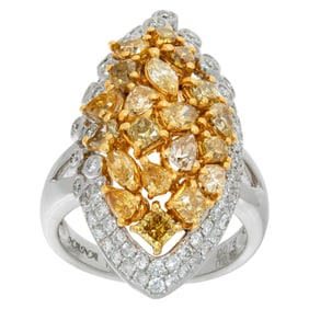 Almond shaped unique 18K White gold