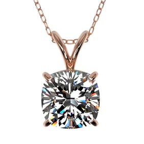 1.25 ctw Certified VS/SI Quality Cushion Diamond Necklace 10k Rose Gold