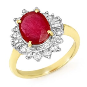 4.50 ctw Ruby & Diamond Ring 14k Yellow Gold