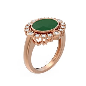4.54 ctw Emerald & Diamond Ring 18K Rose Gold