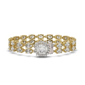 13.82 ctw Cushion Cut & Oval Diamond Bracelet 18K Yellow Gold
