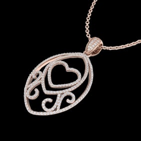 1.75 ctw Micro Pave VS/SI Diamond Heart Necklace 14k Rose Gold