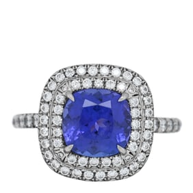 Tiffany Platinum Diamond Tanzanite Soleste Cushion
