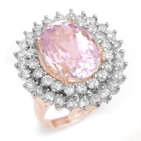 12.08 ctw Kunzite & Diamond Ring 14k Rose Gold