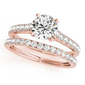 1.38 ctw Certified VS/SI Diamond 2pc Wedding Set 14k Rose Gold