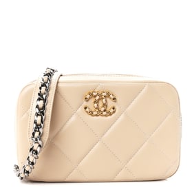 Chanel Lambskin Quilted Chanel 19 Clutch