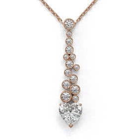 1.2 ctw Heart Diamond Designer Necklace 18K Rose Gold