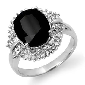 6.29 ctw Blue Sapphire & Diamond Ring 18k White Gold